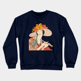 Lady in a hat (on brown) Crewneck Sweatshirt